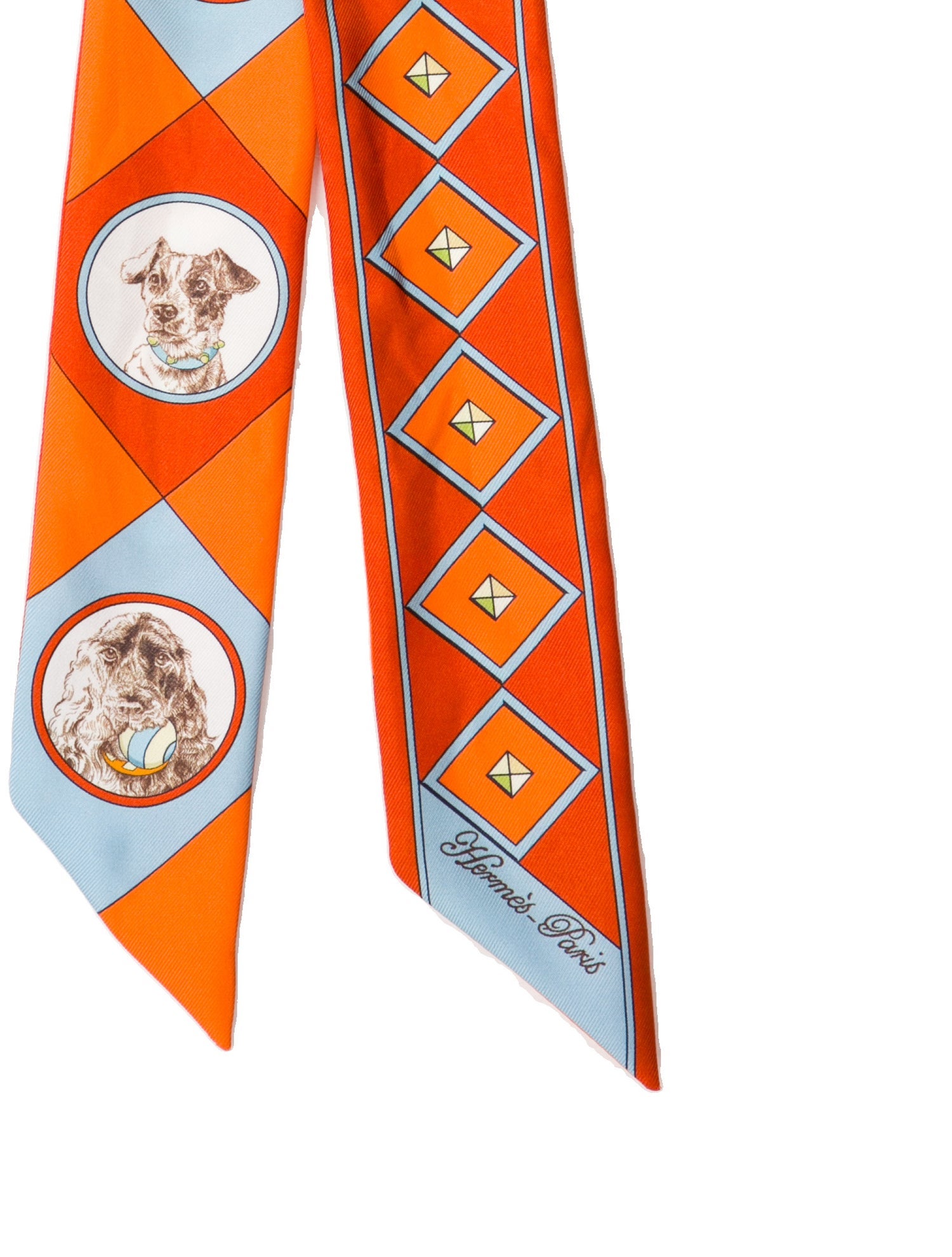Hermès Colliers Et Chiens Silk Twilly Scarf