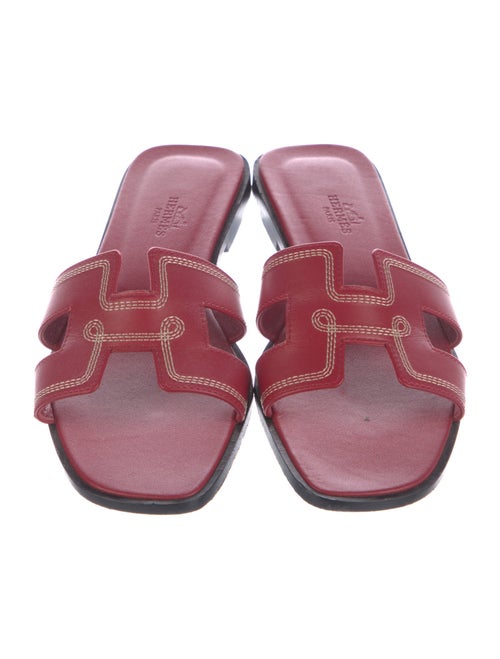 Hermès H Logo Leather Slides