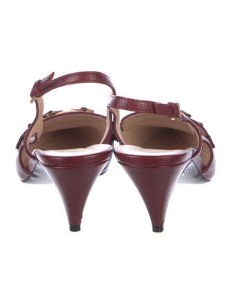 Gucci Bamboo Accent Leather Slingback Pumps