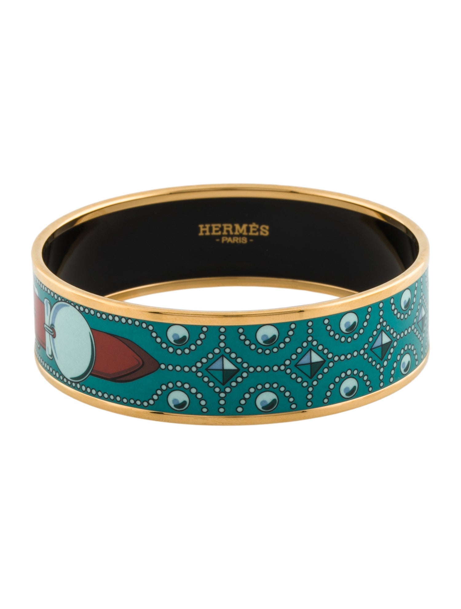 Hermès Wide Enamel Bangle Bracelet