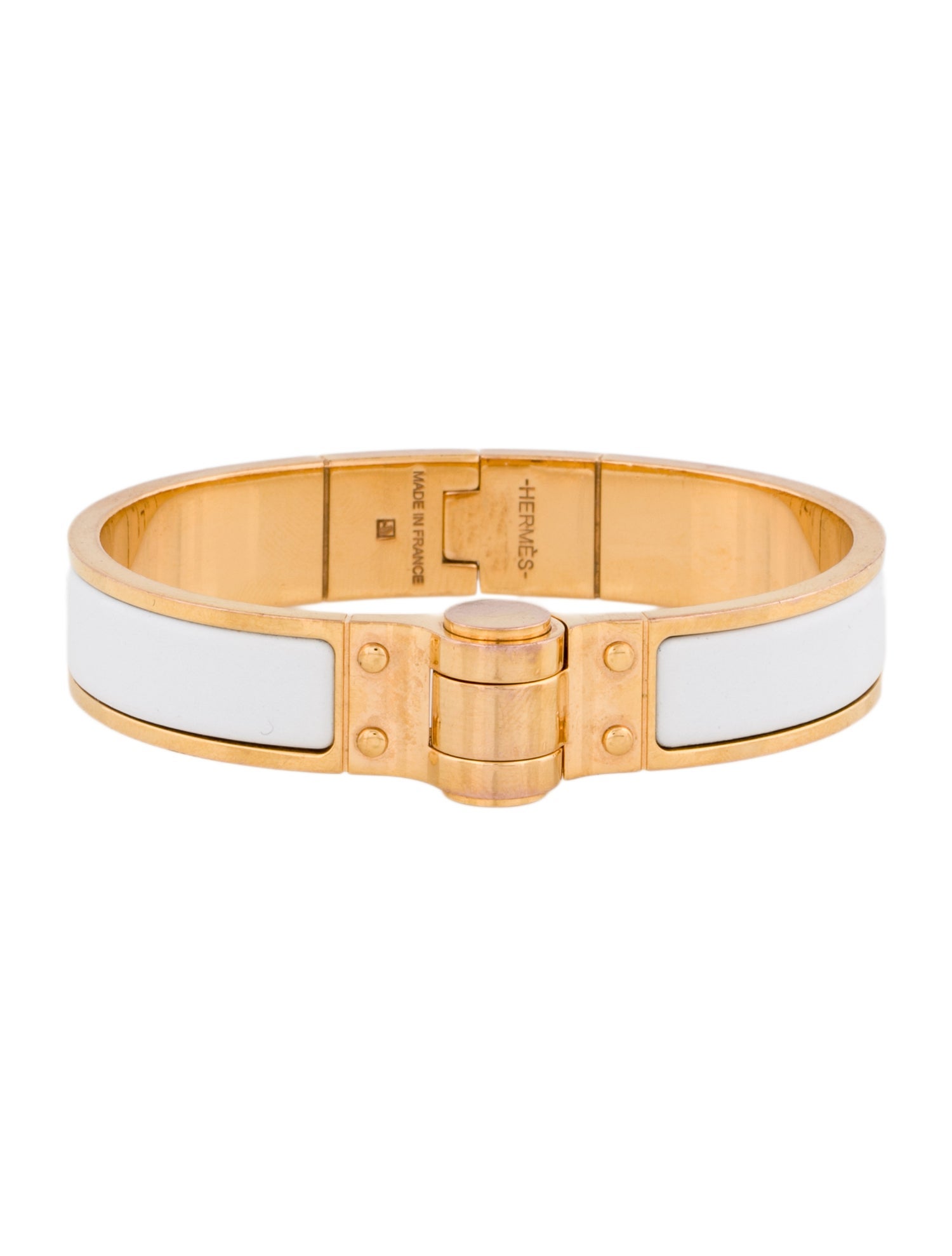 Hermès Enamel Hinged Narrow Bangle Bracelet
