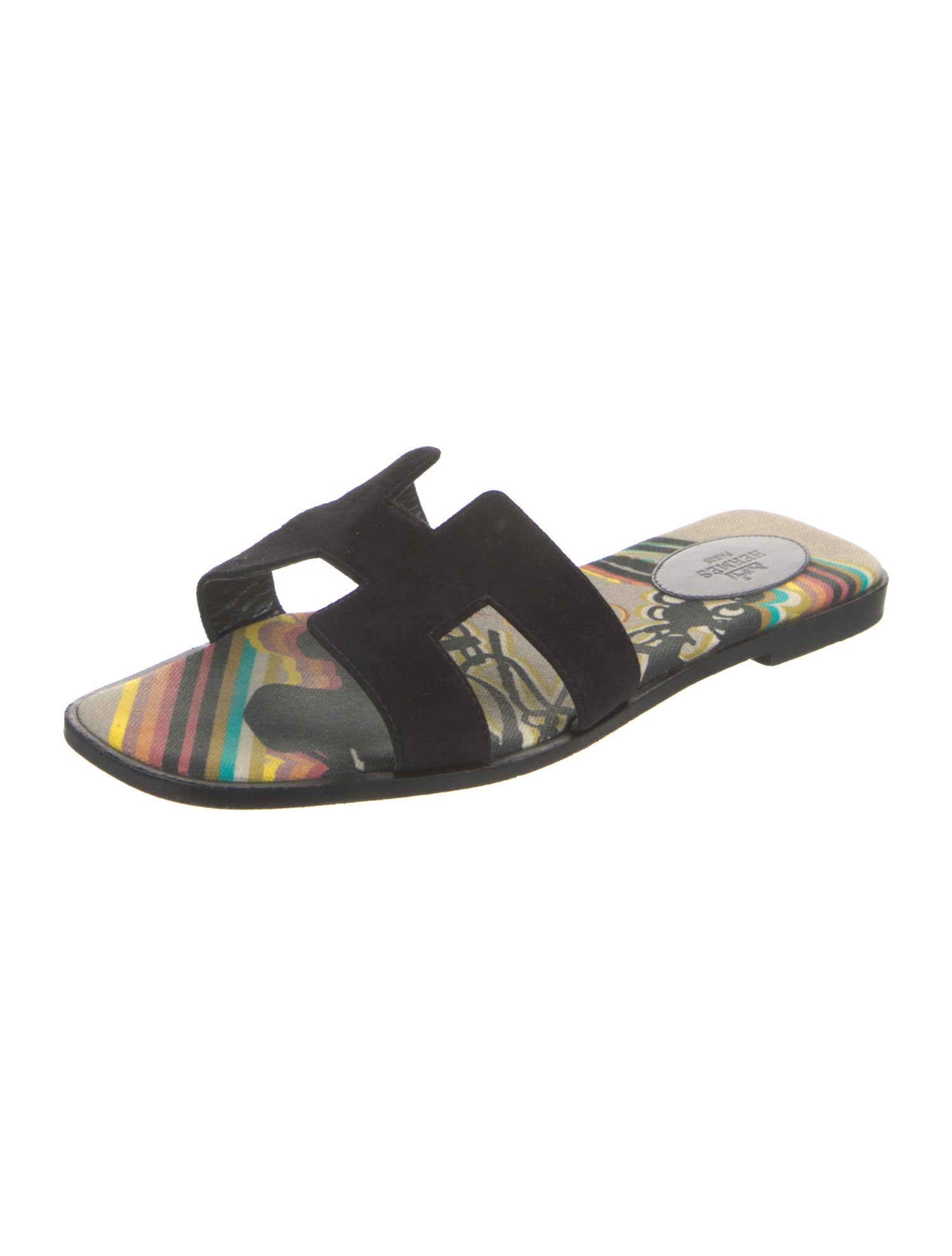 Hermès Oran 'Brides de Gala Suede Slides