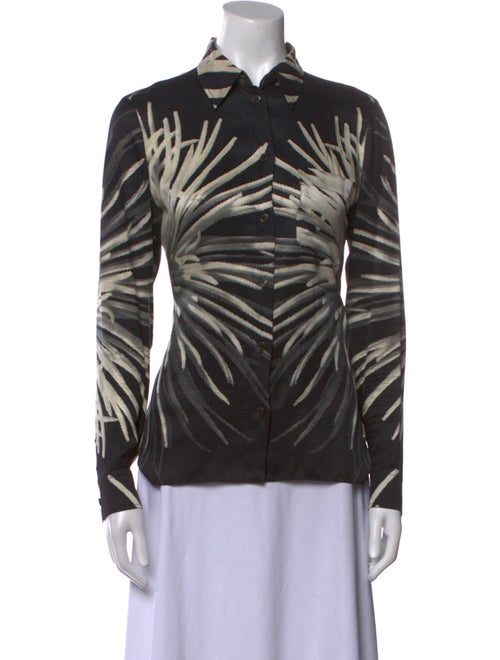 Hermès Silk Animal Print Button-Up Top