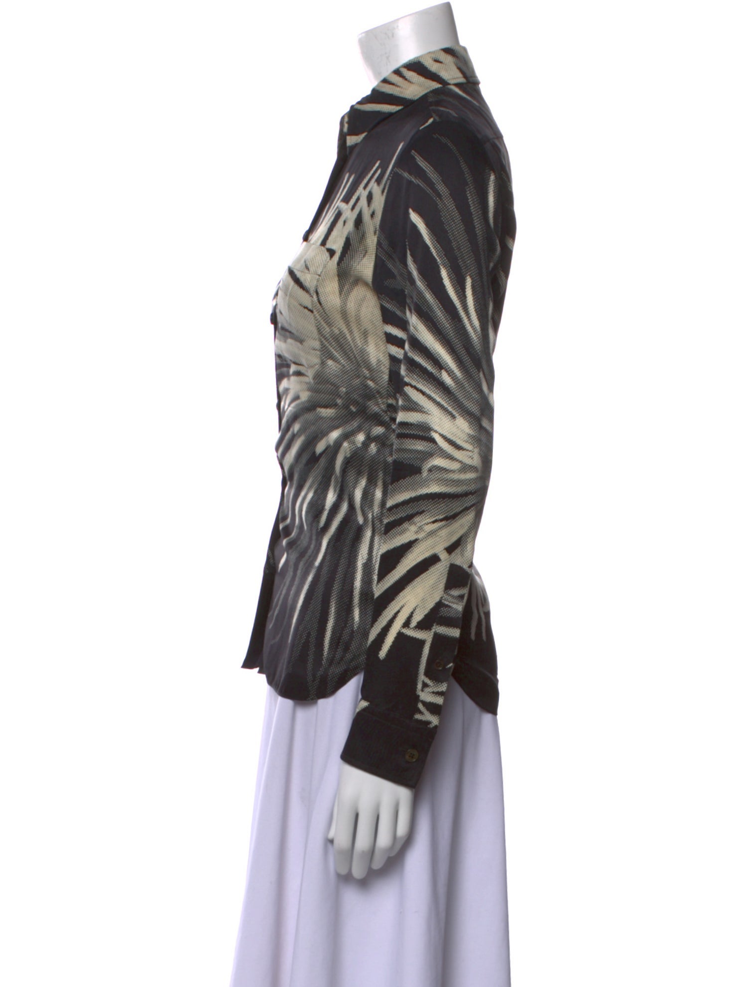 Hermès Silk Animal Print Button-Up Top