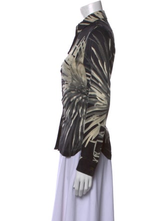 Hermès Silk Animal Print Button-Up Top
