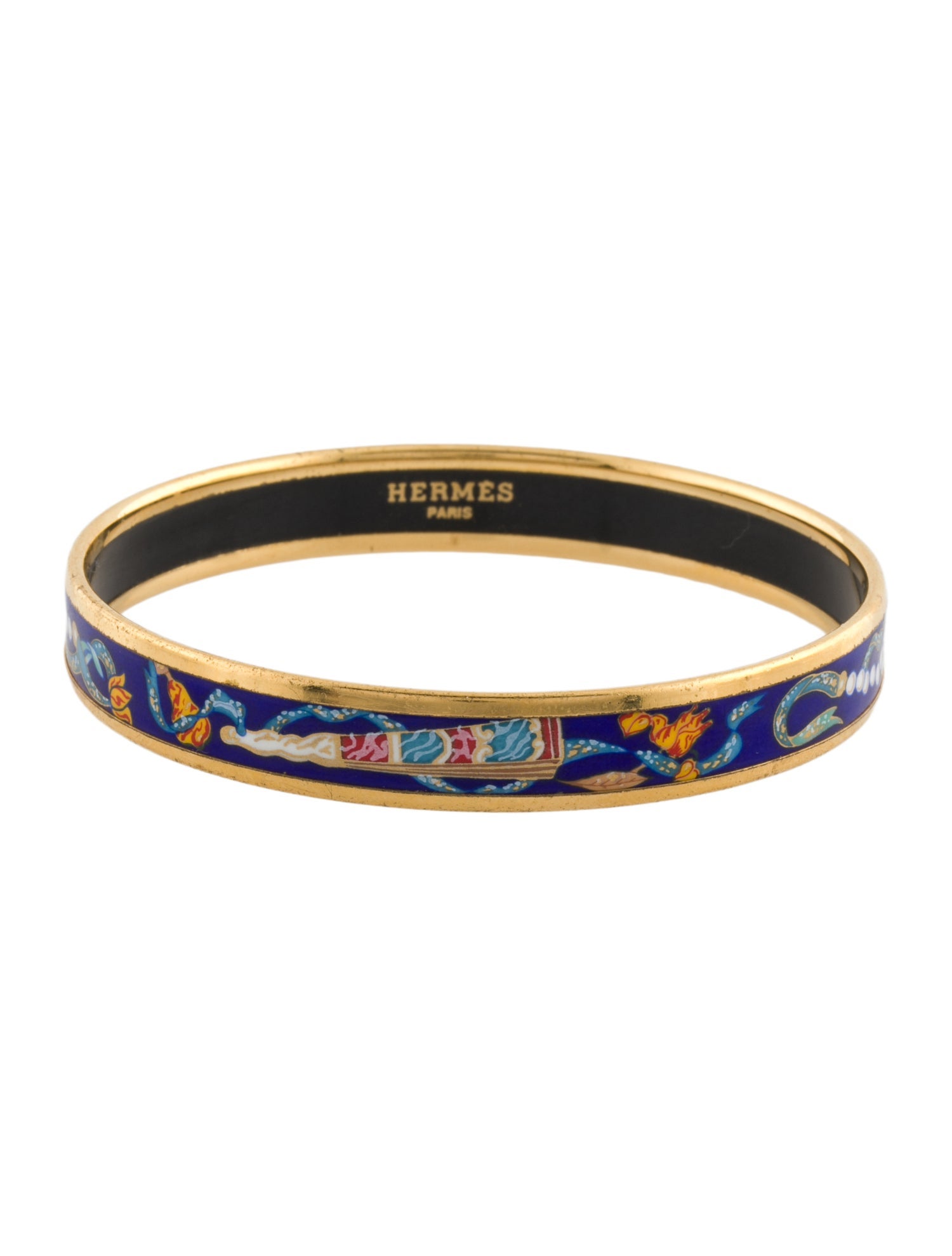 Hermès Narrow Enamel Bangle Bracelet