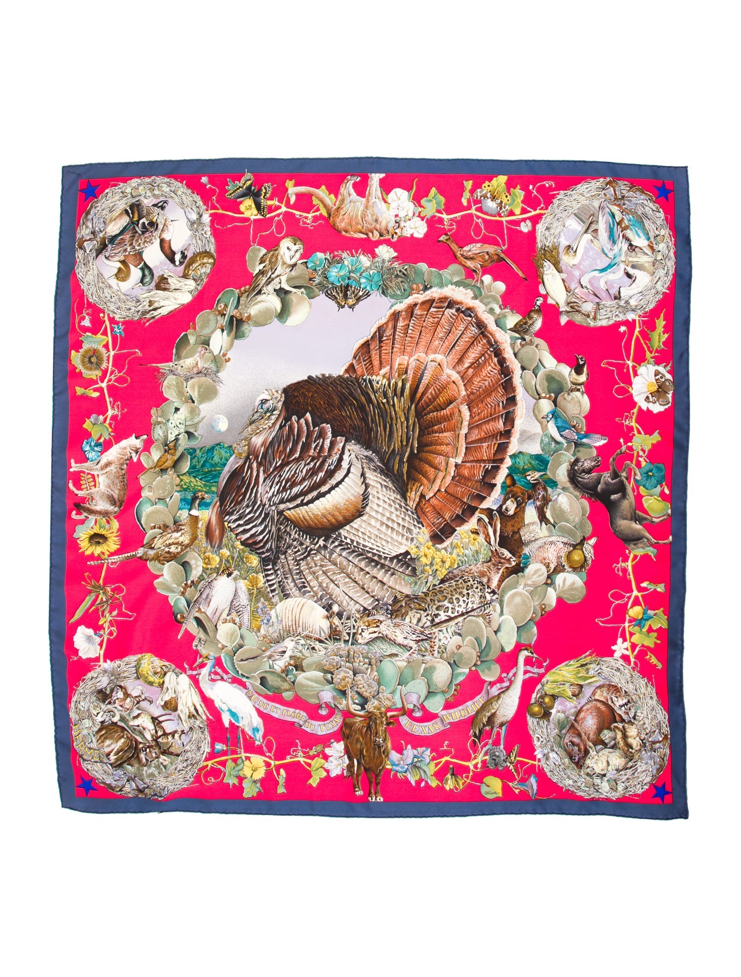 Hermès Faune Et Flore du Texas Wildlife Silk Scarf