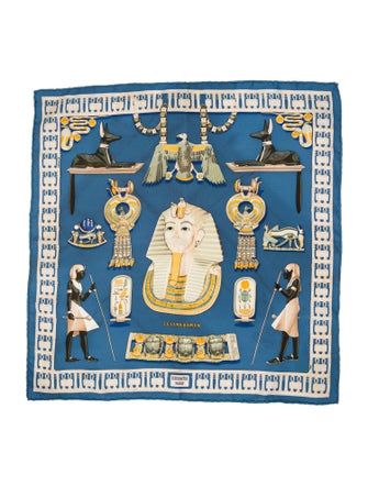 Hermès Silk Tutankhamun Pocket Square