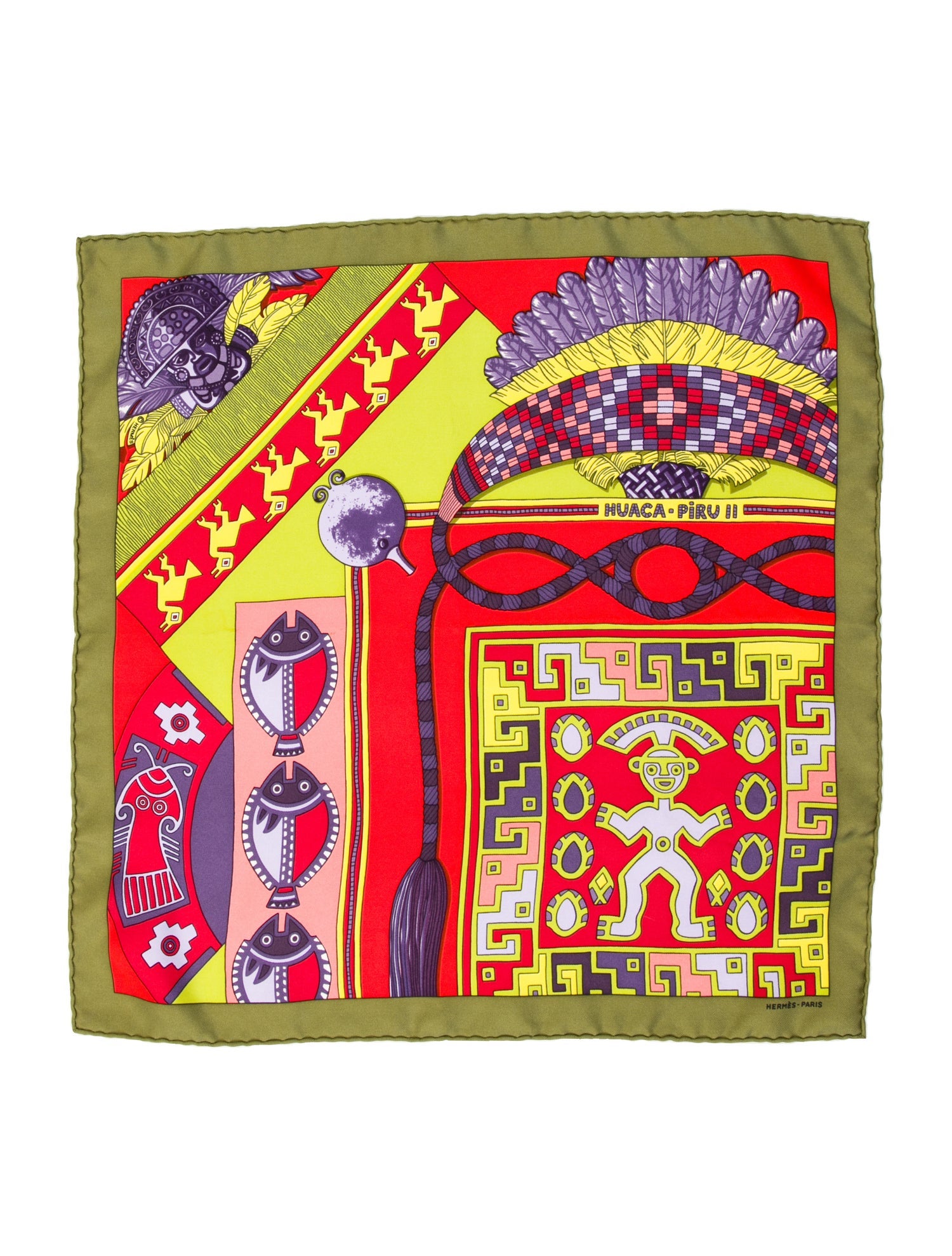 Hermès Silk Huaca Piru II Pocket Square