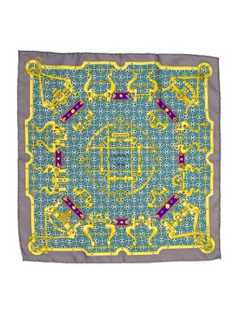 Hermès Silk Mors Et Gourmettes Pocket Square