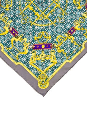 Hermès Silk Mors Et Gourmettes Pocket Square