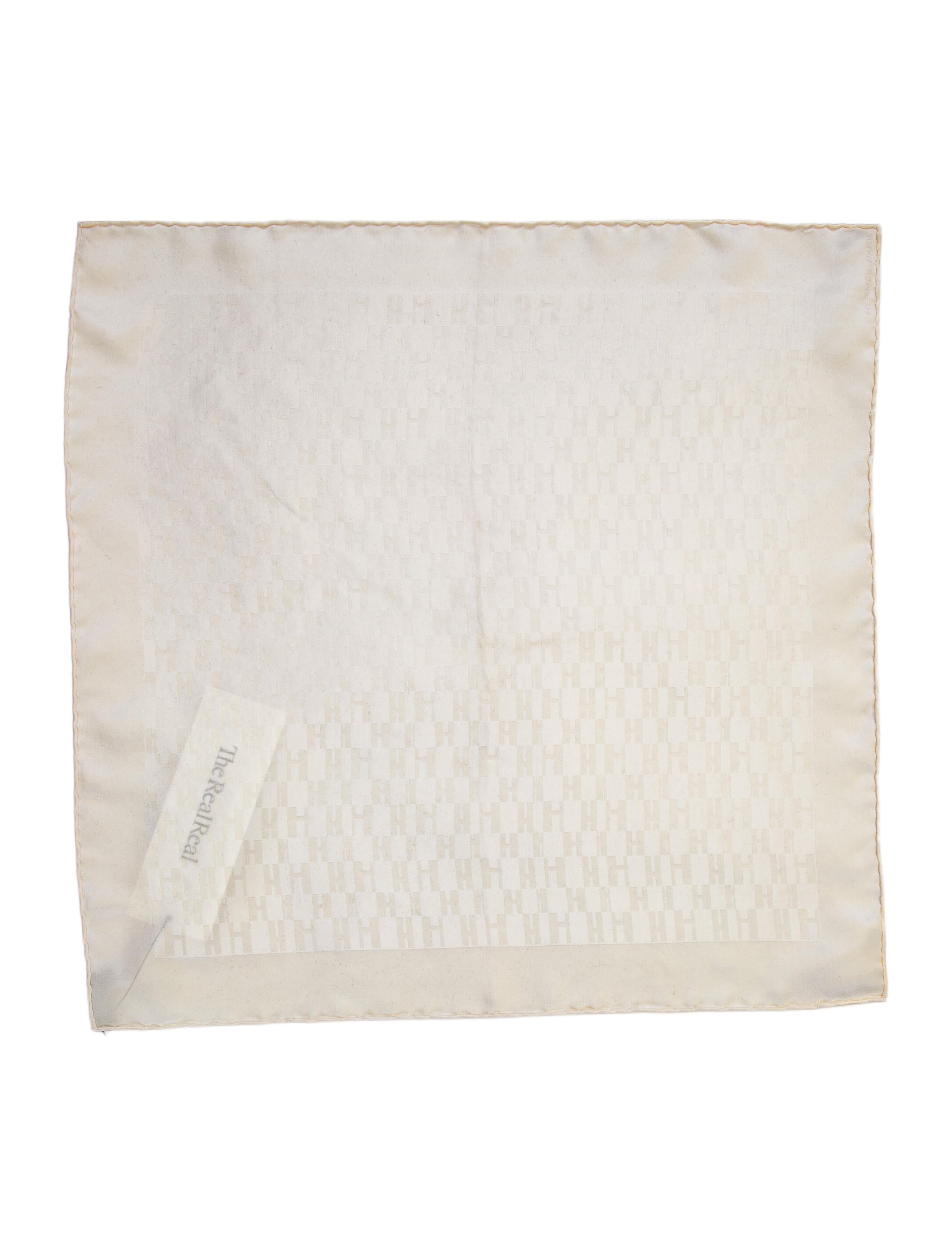 Hermès Silk Grand H Faconnee Pocket Square