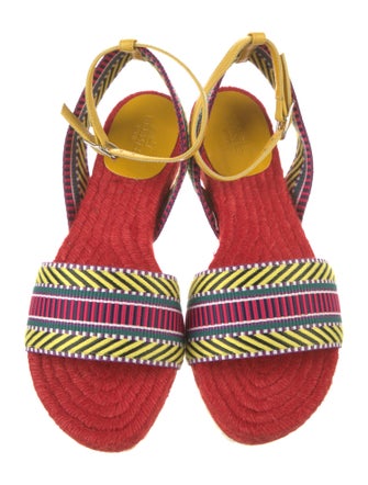 Hermès Printed Leather Trim Embellishment Slingback Sandals