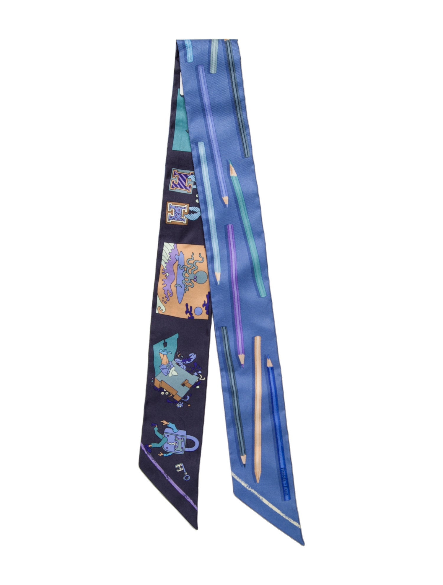 Hermès A Vos Crayons et Carre Libre Silk Twilly Scarf w/ Tags