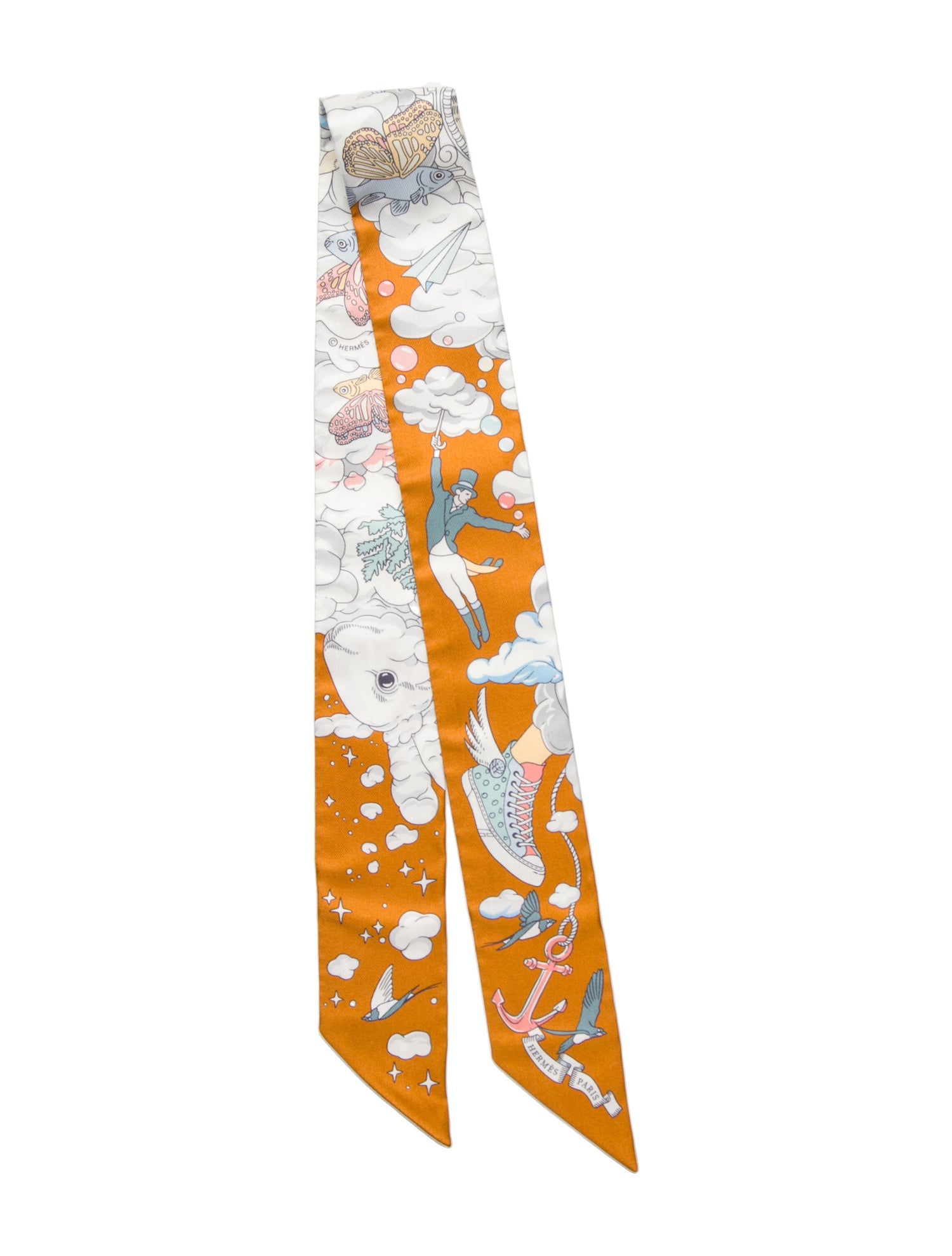 Hermès Sur Mon Nuage Silk Twilly Scarf