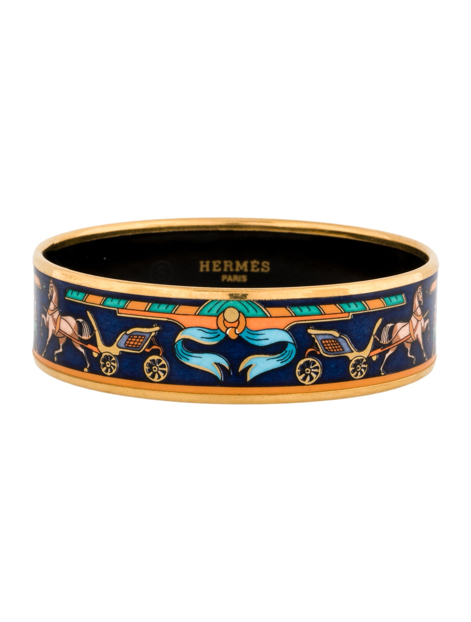 Hermès Vintage Wide Enamel Bangle Bracelet