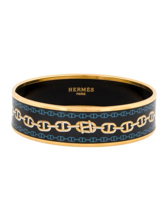 Hermès Wide Enamel Bangle Bracelet