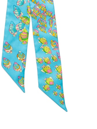 Hermès Recontre Ocean Fish Silk Twilly Scarf