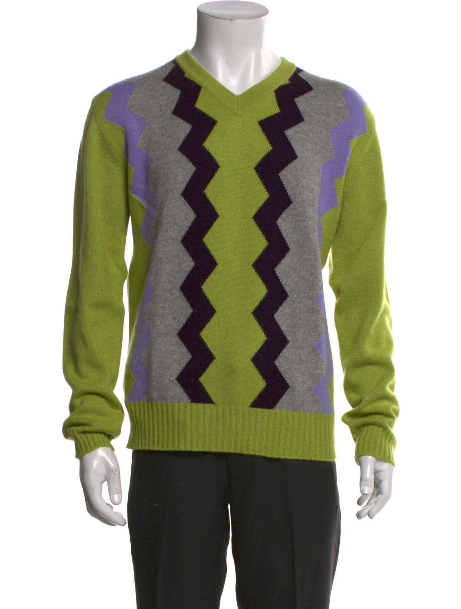 Hermès Cashmere Colorblock Pattern Pullover