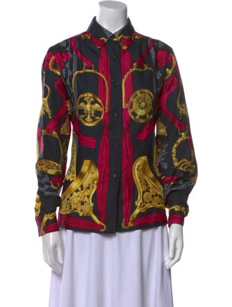 Hermès Silk Paisley Print Button-Up Top
