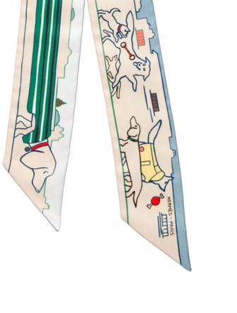 Hermès Les Chiens Parisiens Silk Twilly Scarf