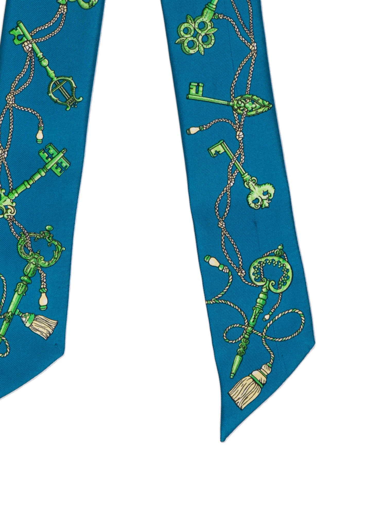 Hermès Les Cles A Pois Silk Twilly Scarf