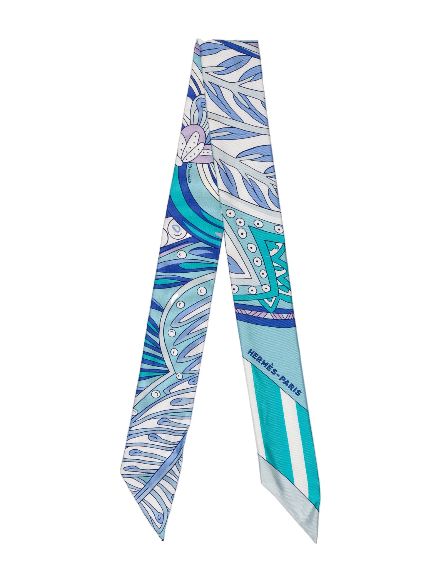 Hermès Le Jardin de la Maharani Silk Twilly Scarf