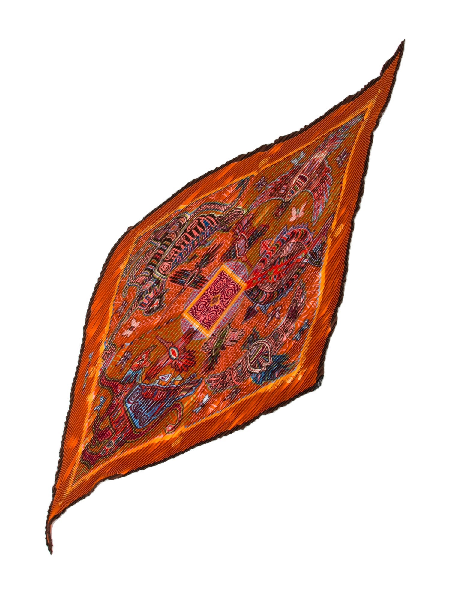 Hermès Légende Kuna Peuple de Panama Silk Plissé Scarf