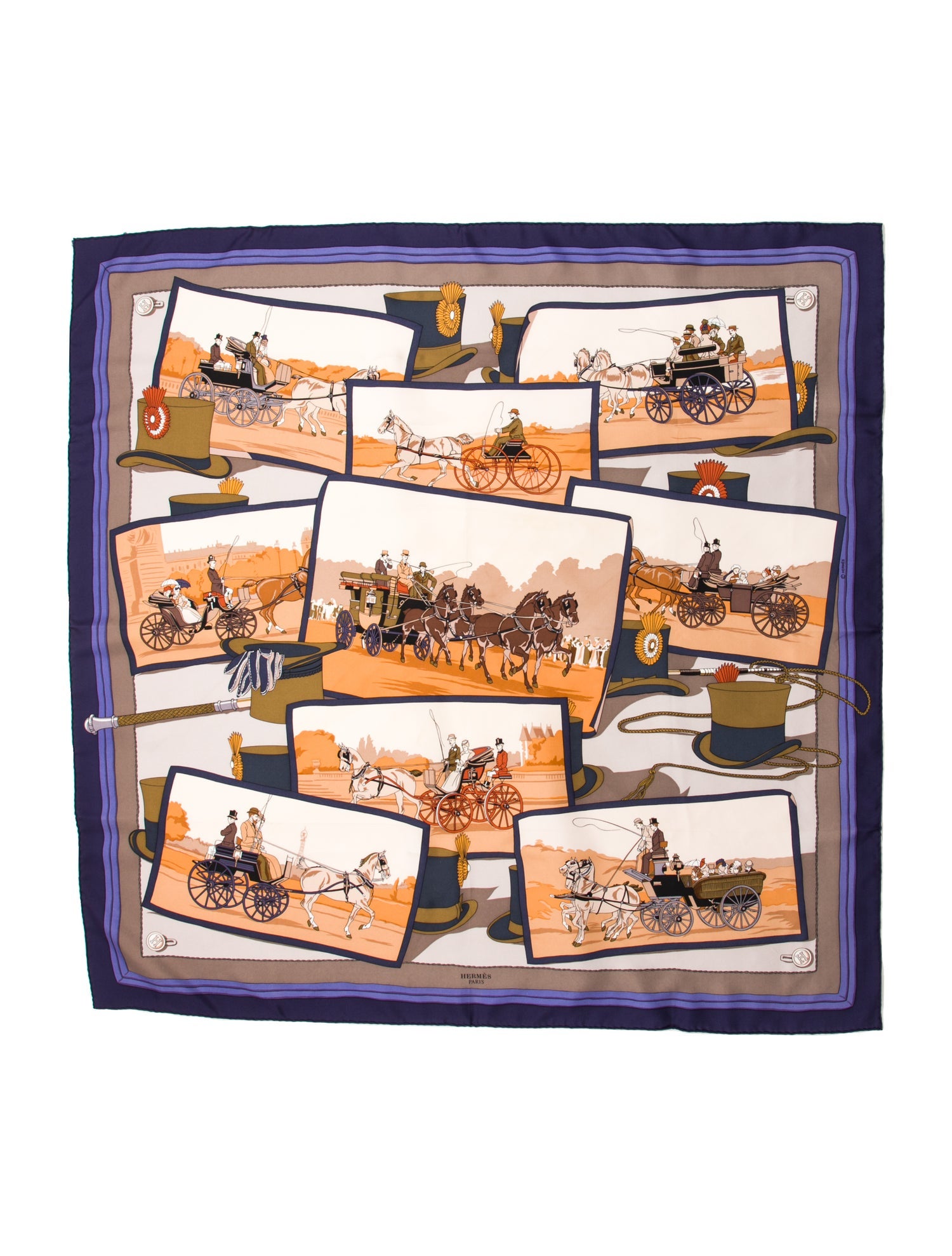Hermès Attelages Silk Scarf