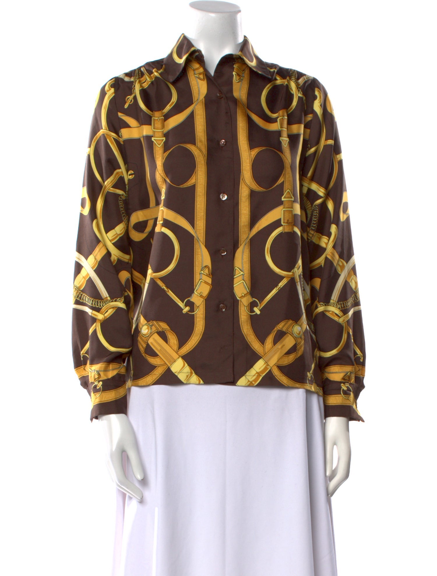 Hermès Vintage Silk Button-Up Top