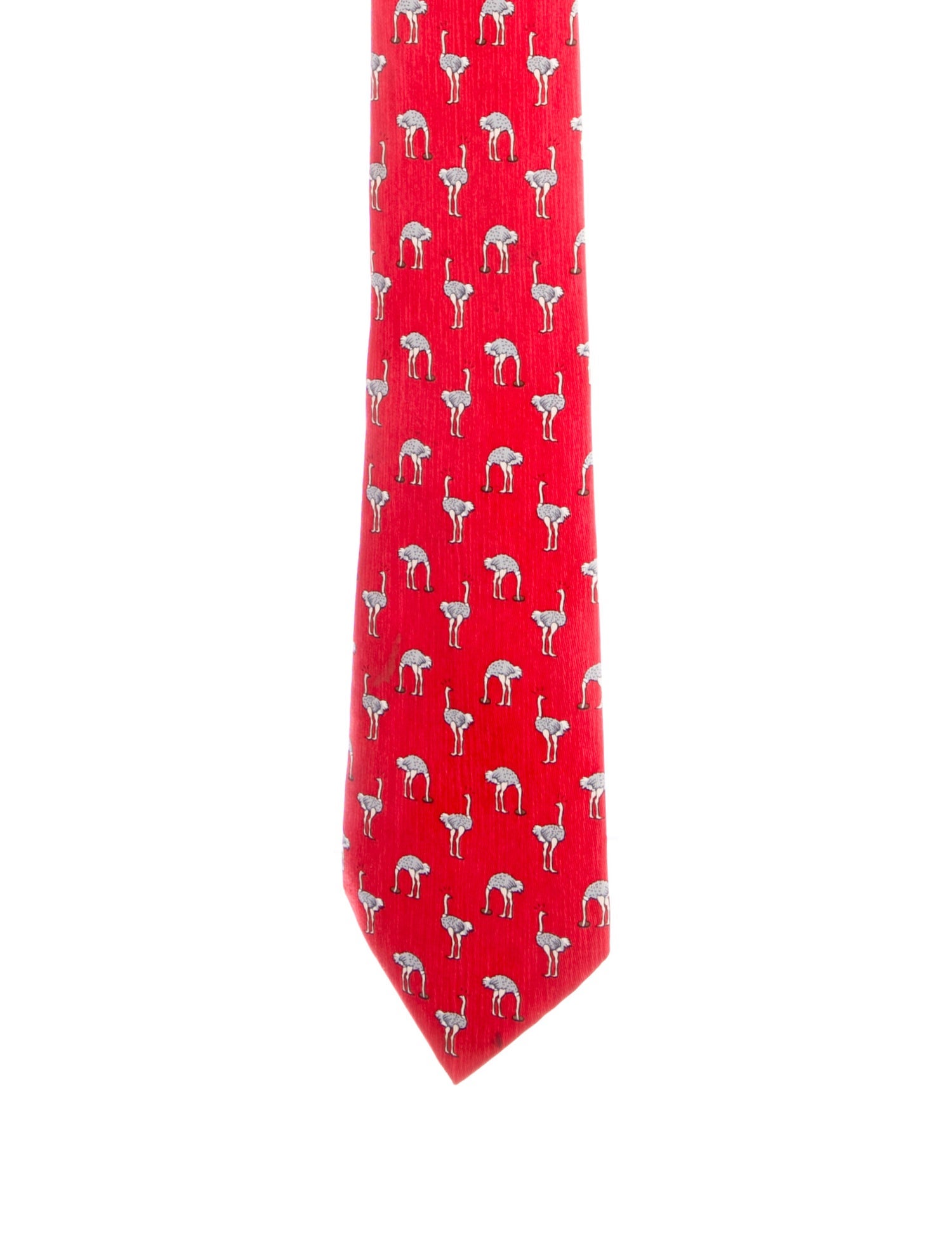 Hermès Silk Ostrich Print Tie