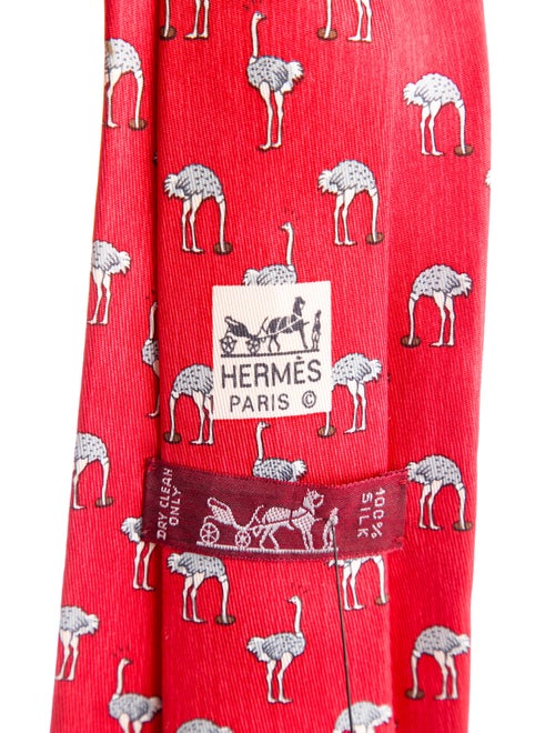 Hermès Silk Ostrich Print Tie