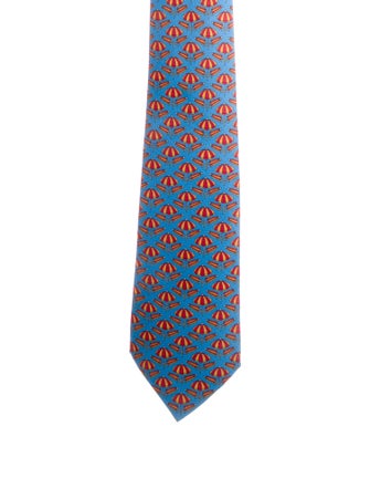 Hermès Silk Beach Umbrella Print Tie