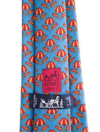 Hermès Silk Beach Umbrella Print Tie