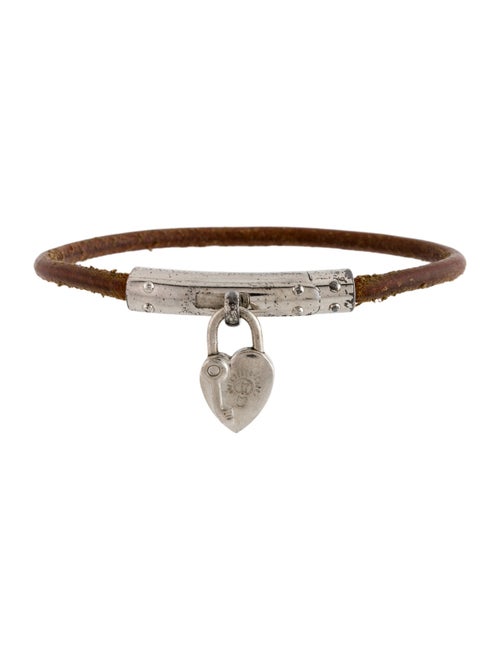Hermès Leather Kite Bracelet w/ Heart Cadena Lock Charm Wrap Bracelet