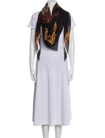 Hermès Mousseline Cheval Fleuri Silk Shawl