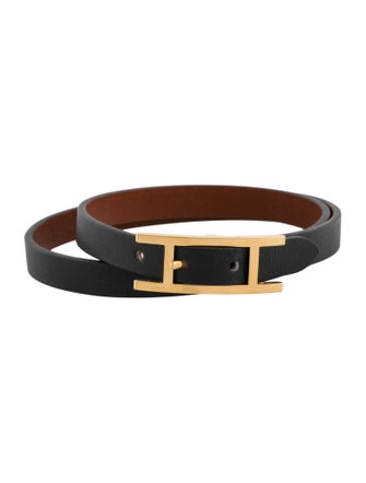 Hermès Leather Behapi Double Tour Wrap Bracelet