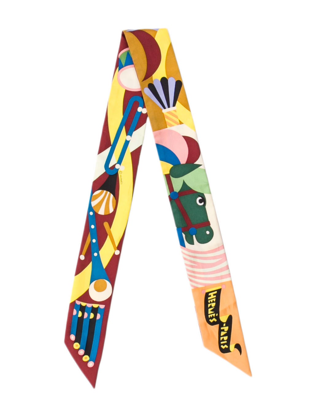 Hermès Parade en Fanfare Silk Twilly Scarf