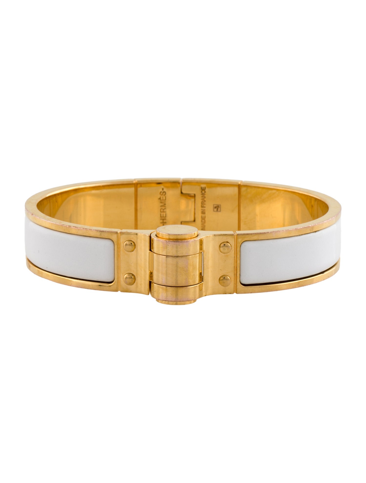Hermès Enamel Narrow Hinged Bangle Bracelet