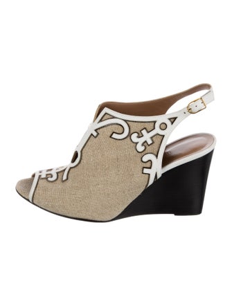 Hermès Canvas Colorblock Pattern Slingback Pumps