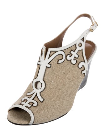 Hermès Canvas Colorblock Pattern Slingback Pumps