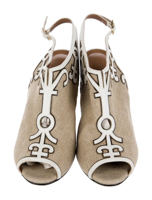 Hermès Canvas Colorblock Pattern Slingback Pumps