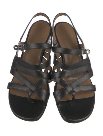 Hermès Marine Leather Slingback Sandals