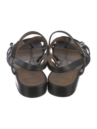 Hermès Marine Leather Slingback Sandals