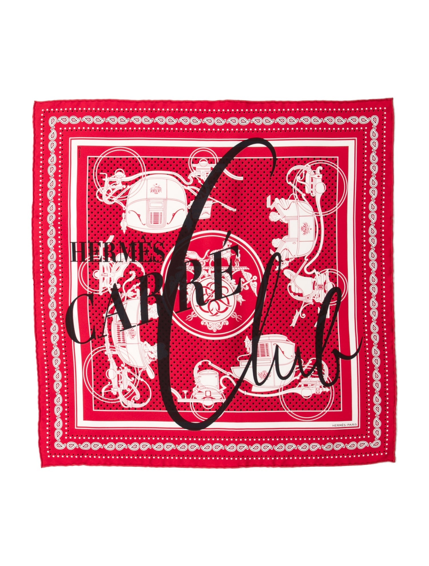 Hermès Carré Club Ex-Libris Bandana Silk Scarf