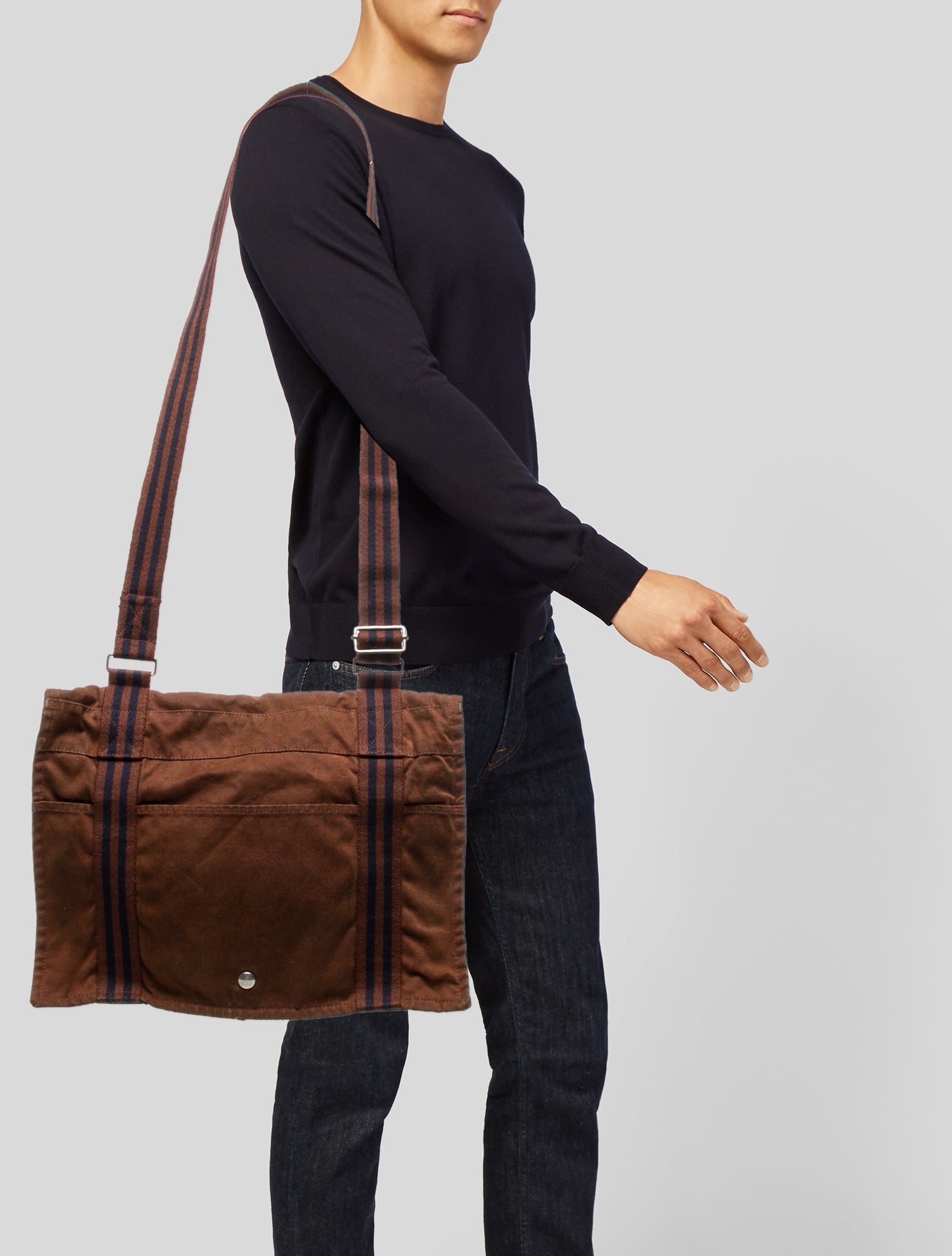 Hermès Toile Fourre-Tout Besace MM