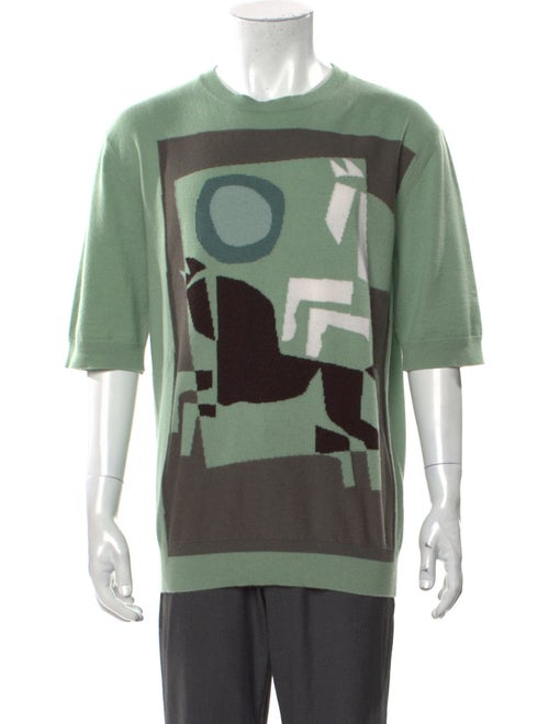 Hermès Graphic Print Short Sleeve Cashmere Pullover