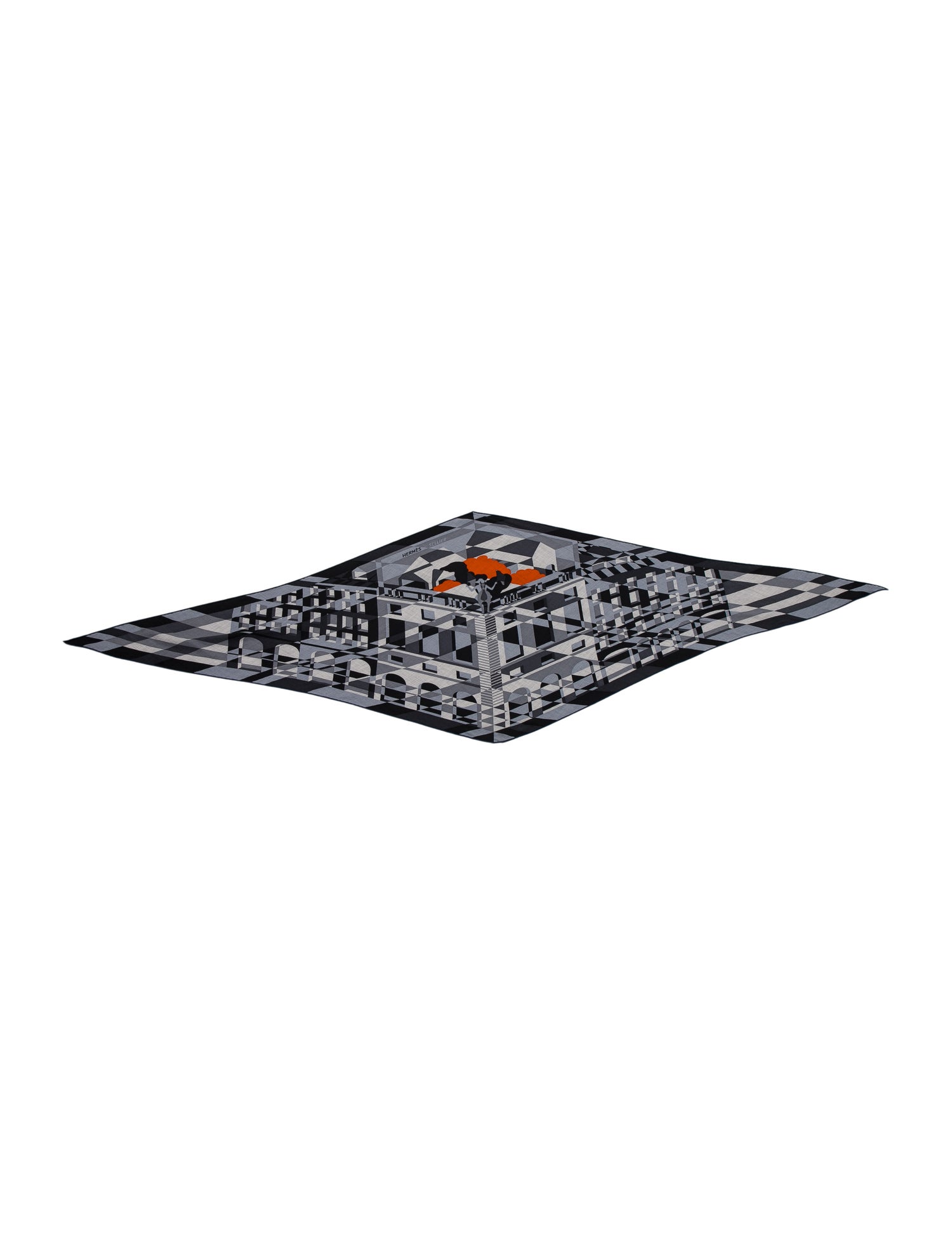 Hermès Faubourg en Perspective Losange Cashmere Triangle Scarf