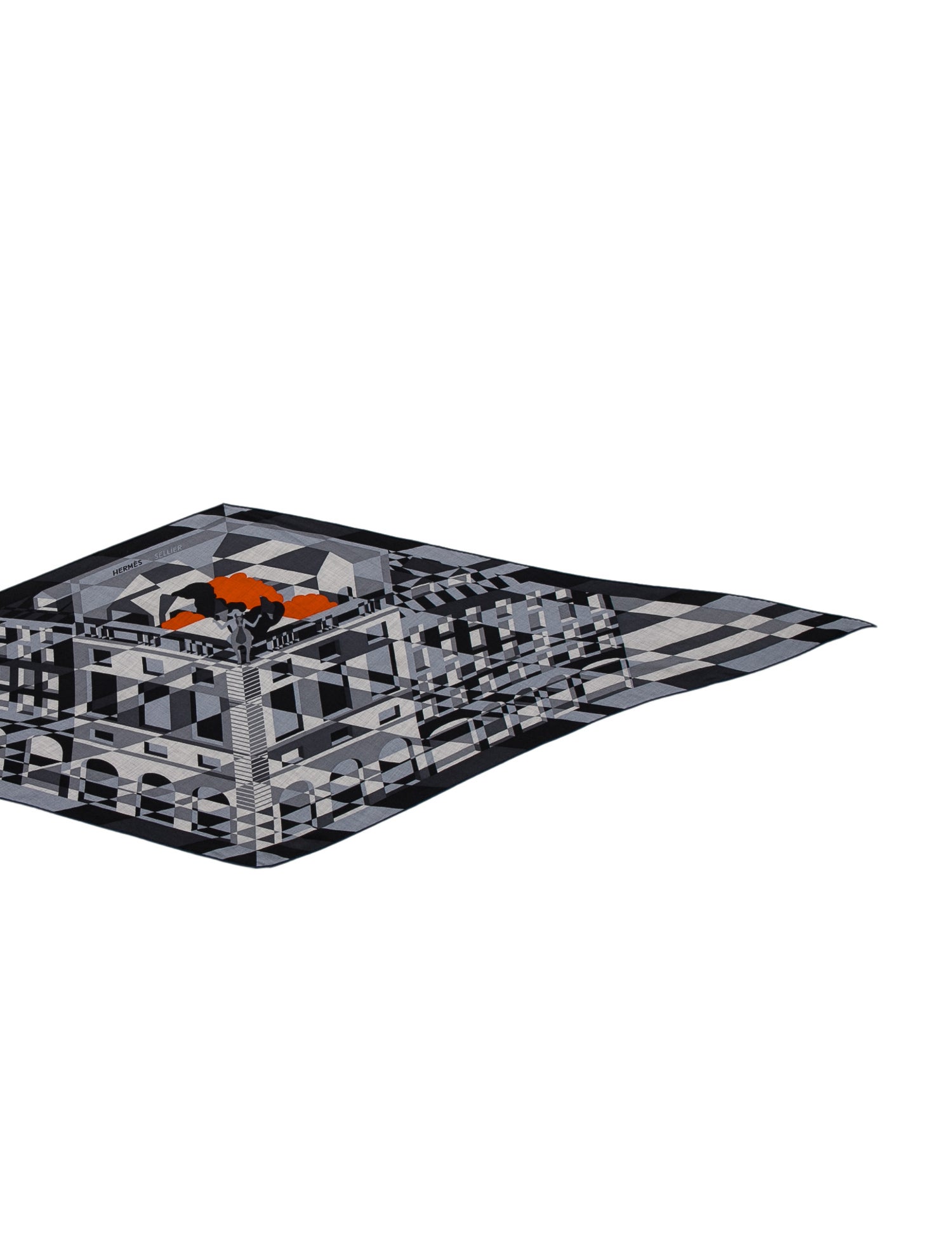 Hermès Faubourg en Perspective Losange Cashmere Triangle Scarf