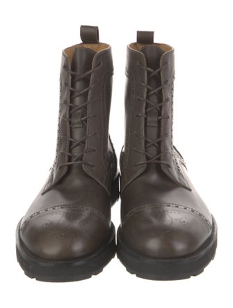 Hermès Leather Lasercut Accents Lace-Up Boots